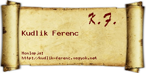 Kudlik Ferenc névjegykártya